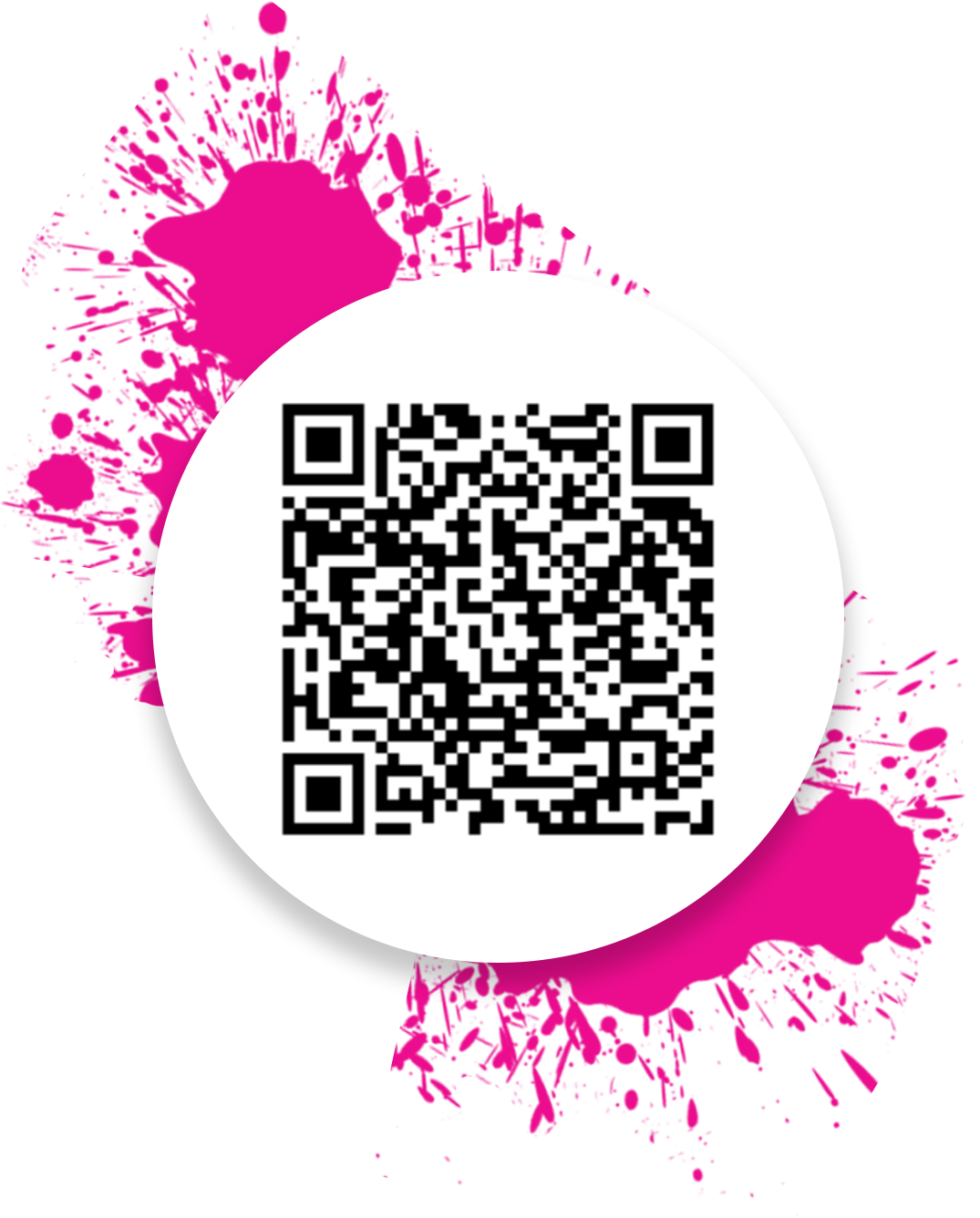 First Annual Gala Ticket QR code on a paint splatter background